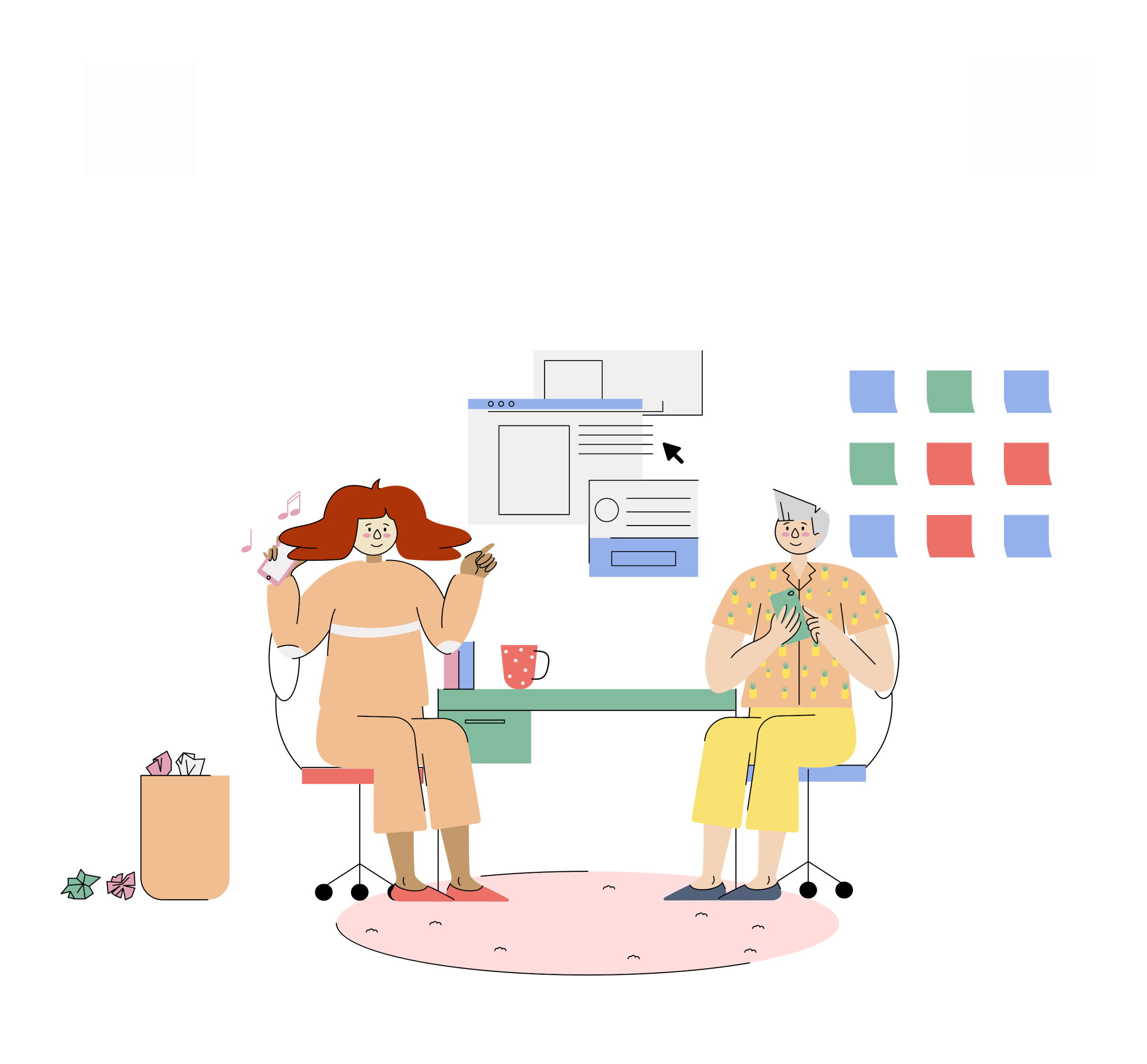 Dwie osoby wygodnie pracujące razem w domu